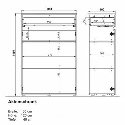Germania Büroset GW-Lissabon II (3-teilig) - Eiche Navarra Dekor / Graphit -Büromöbel Verkäufe 1000353372 220520 502 SKETCH DETAILS P000000001000353372 sketch
