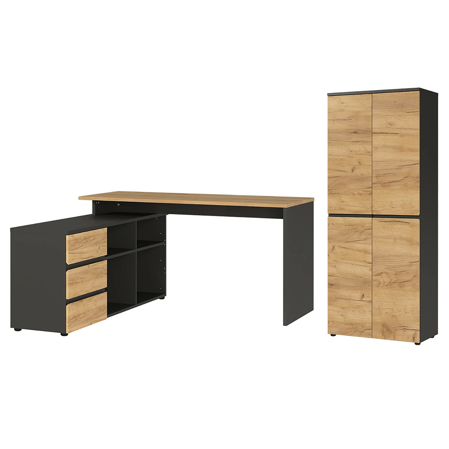 Germania Büroset GW-Lissabon V (2-teilig) - Eiche Navarra Dekor / Graphit 3 Germania Büroset GW-Lissabon V (2-teilig) - Eiche Navarra Dekor / Graphit