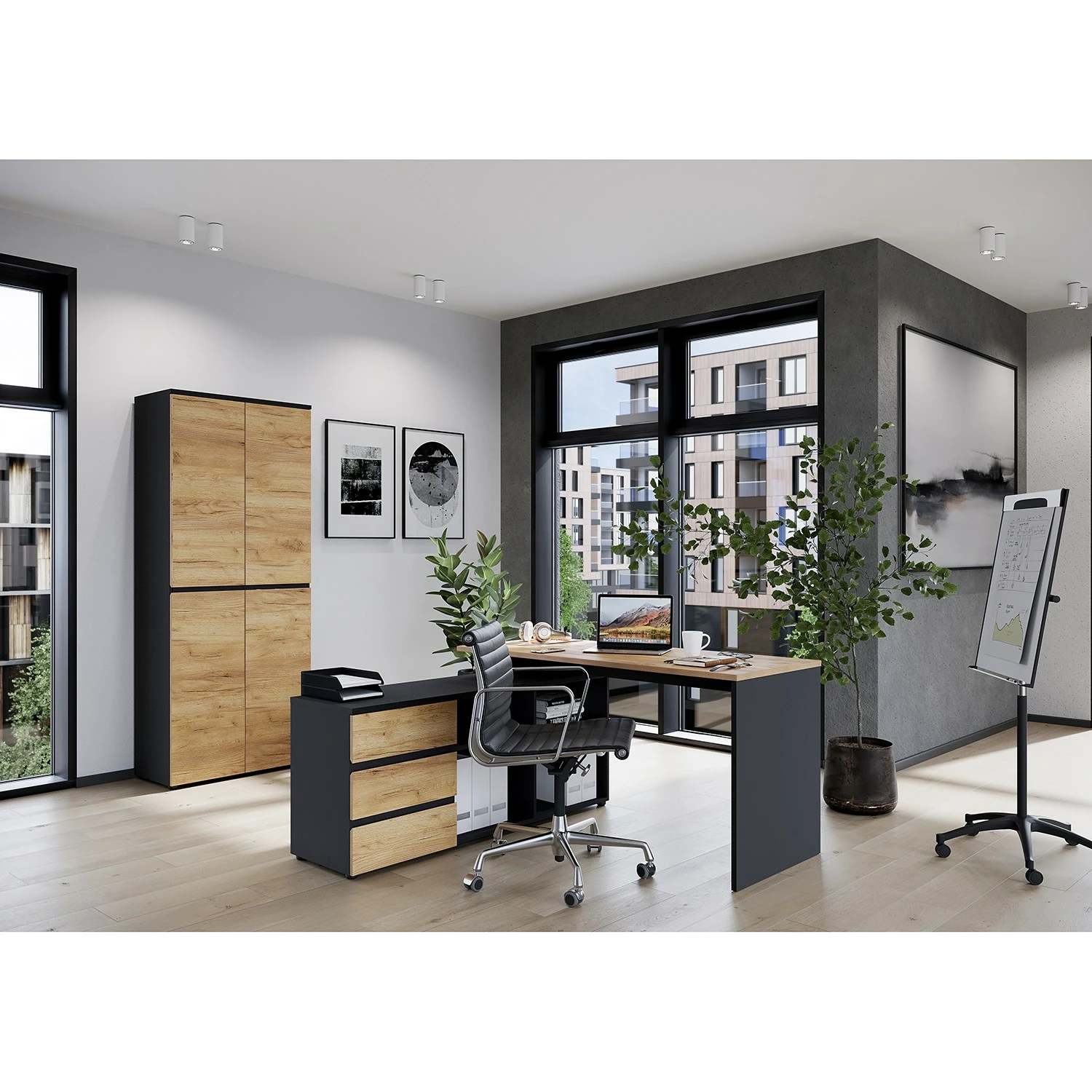 Germania Büroset GW-Lissabon V (2-teilig) - Eiche Navarra Dekor / Graphit 4 Germania Büroset GW-Lissabon V (2-teilig) - Eiche Navarra Dekor / Graphit – Bild 2