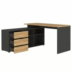 Germania Büroset GW-Lissabon VI (5-teilig) - Eiche Navarra Dekor / Graphit -Büromöbel Verkäufe 1000353377 220520 040 DETAILS P000000001000353377