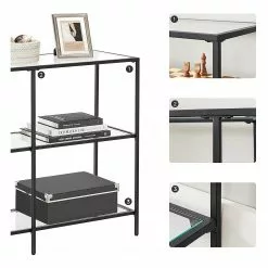 Red Living Regal Poygan I - Glas / Metall - Schwarz -Büromöbel Verkäufe 1000353410 220601 030 DETAILS P000000001000353410