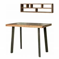 Ars manufacti Schreibtisch-Kombination Tamati - Pinie massiv / Edelstahl - Pinie / Schwarz