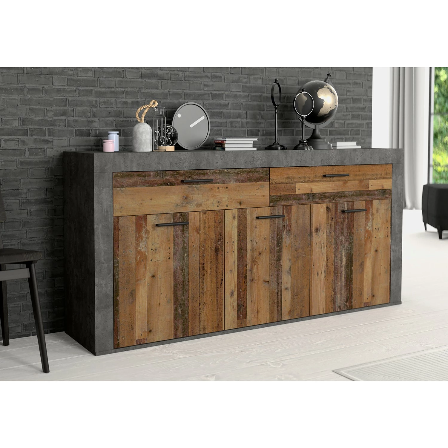 Red Living Sideboard Westcliffe - Altholz Dekor / Beton Dekor 4 Red Living Sideboard Westcliffe - Altholz Dekor / Beton Dekor – Bild 2
