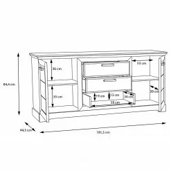 Ridgevalley Sideboard New Dessa I - Kiefer Weiß Dekor -Büromöbel Verkäufe 1000357993 220616 501 SKETCH DETAILS P000000001000357993 sketch