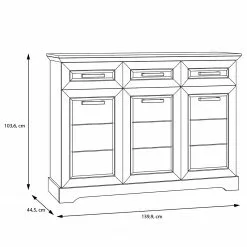 Ridgevalley Sideboard New Dessa III - Kiefer Weiß Dekor -Büromöbel Verkäufe 1000358010 220616 500 SKETCH DETAILS P000000001000358010 sketch