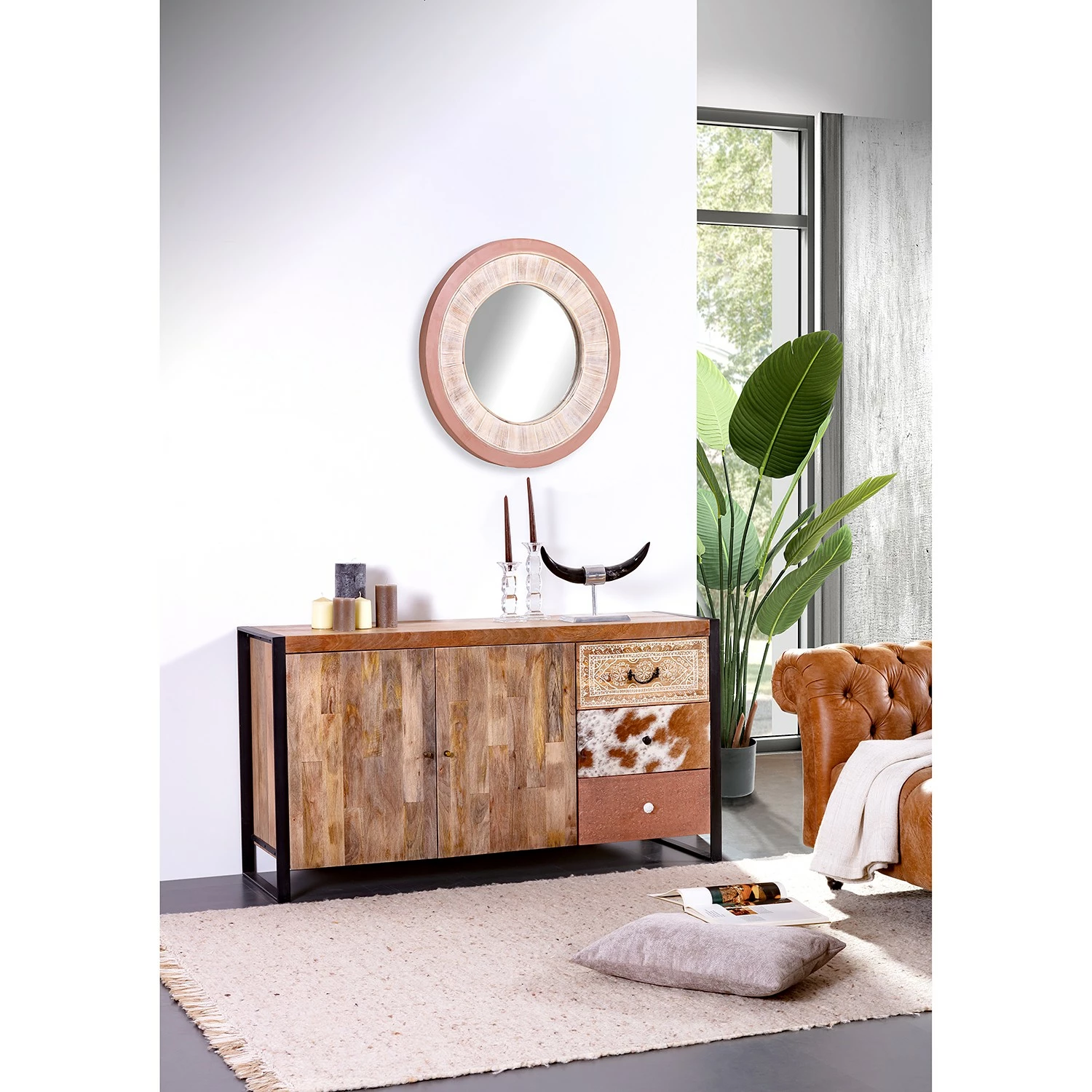 Red Living Sideboard Vallentuna - Mango massiv / Metall - Mango / Schwarz 4 Red Living Sideboard Vallentuna - Mango massiv / Metall - Mango / Schwarz – Bild 2