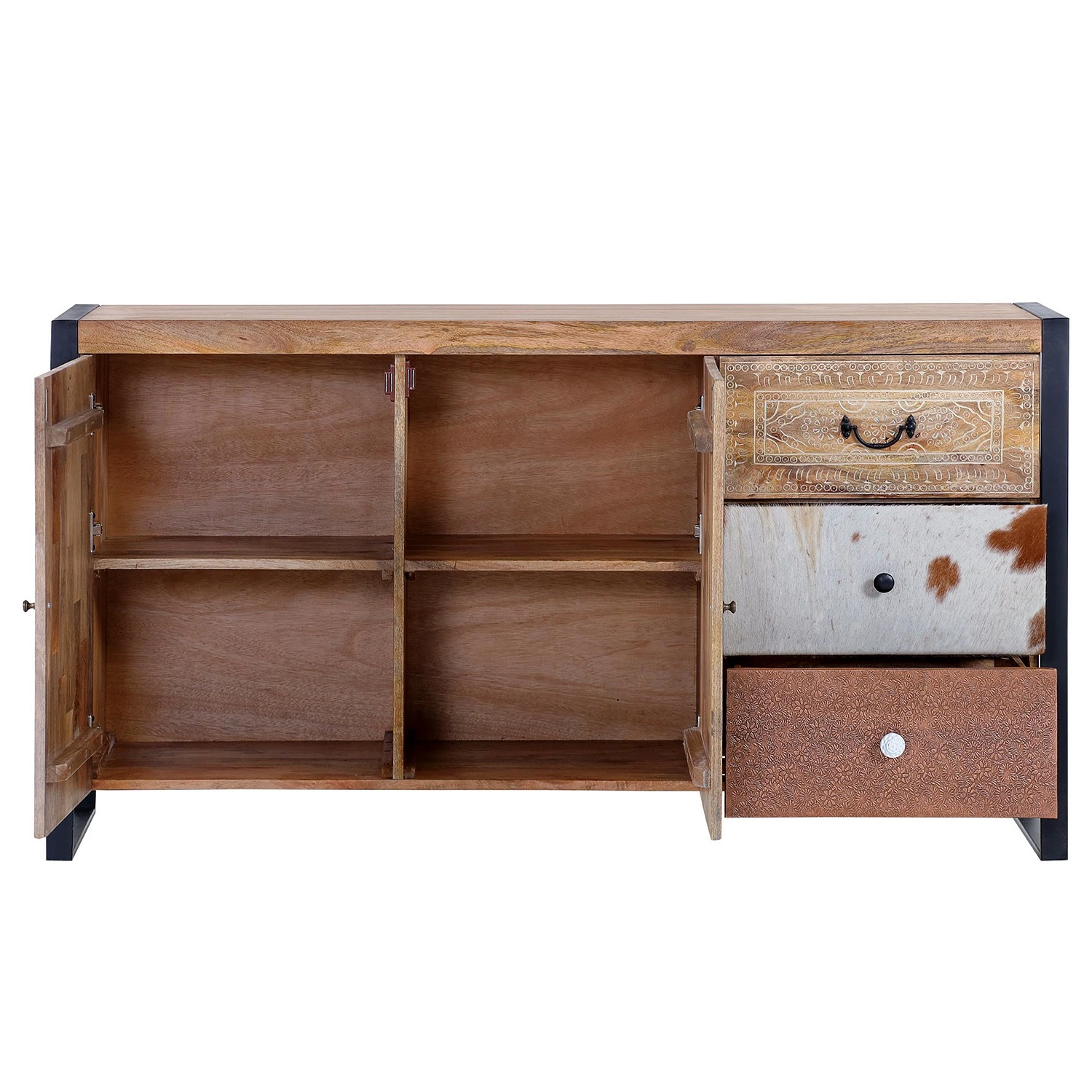 Red Living Sideboard Vallentuna - Mango massiv / Metall - Mango / Schwarz 7 Red Living Sideboard Vallentuna - Mango massiv / Metall - Mango / Schwarz – Bild 5