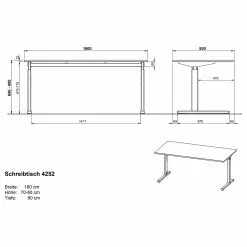 Germania Büroset GW-Profi 2.0 (2-teilig) - Höhenverstellbar - Eiche Grandson Dekor -Büromöbel Verkäufe 1000360351 220622 500 SKETCH DETAILS P000000001000360351 sketch
