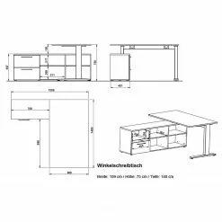 Germania Büroset GW-Agenda IV (4-teilig) - Eiche Grandson Dekor / Graphit -Büromöbel Verkäufe 1000360362 220622 503 SKETCH DETAILS P000000001000360362 sketch