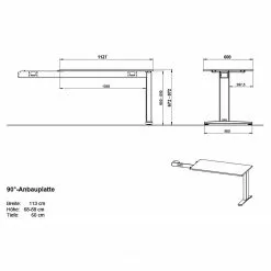 Germania Büroset GW-Agenda II (4-teilig) - Höhenverstellbar - Eiche Grandson Dekor -Büromöbel Verkäufe 1000360372 220622 503 SKETCH DETAILS P000000001000360372 sketch