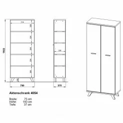 Germania Büroset Neston (5-teilig) - Weiß / Eiche Sanremo Dekor -Büromöbel Verkäufe 1000360379 220622 503 SKETCH DETAILS P000000001000360379 sketch