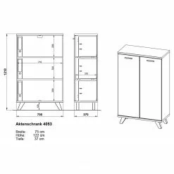 Germania Büroset Neston (5-teilig) - Weiß / Eiche Sanremo Dekor -Büromöbel Verkäufe 1000360379 220622 504 SKETCH DETAILS P000000001000360379 sketch