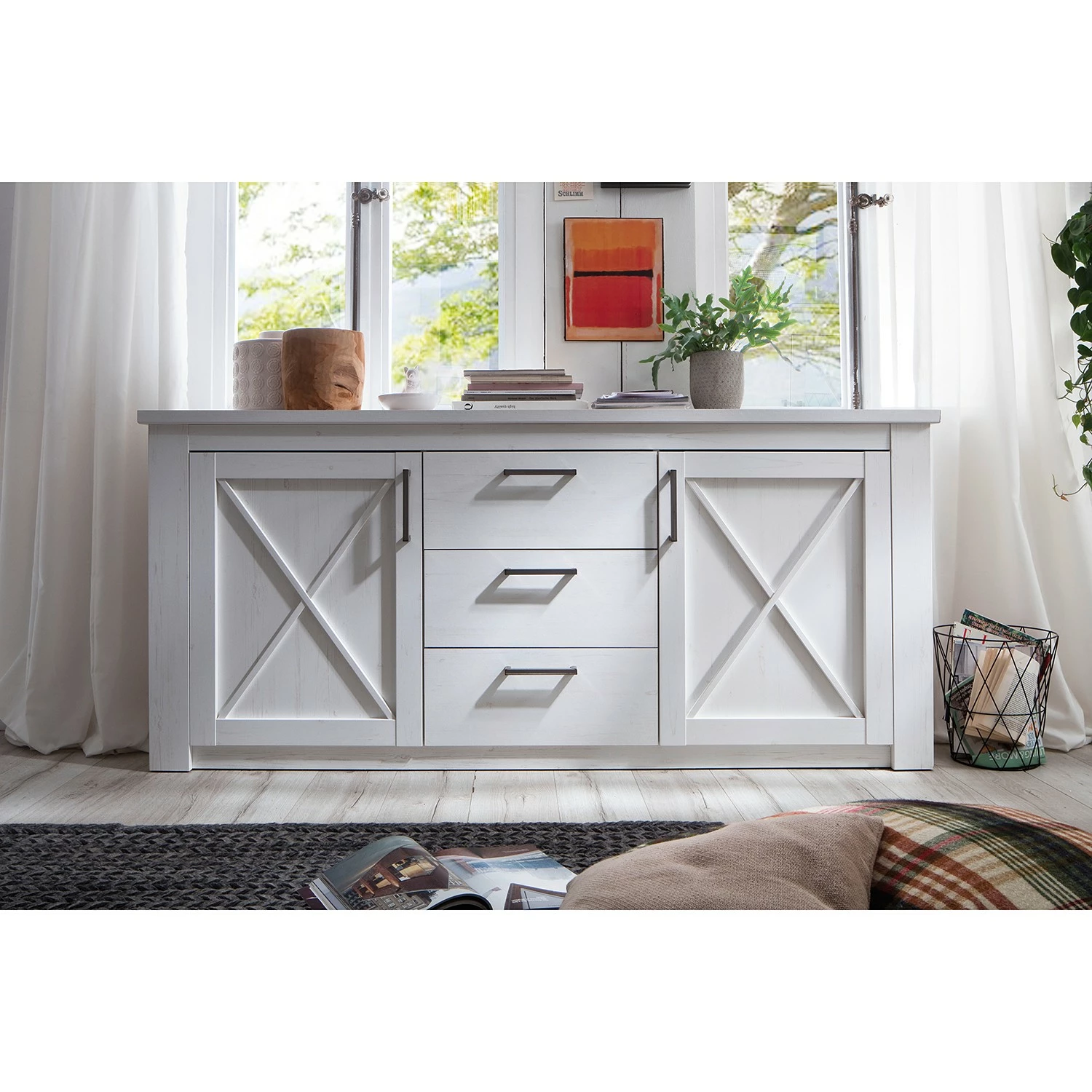 Trendteam Sideboard Georgia - Pinie Weiß Dekor 7 Trendteam Sideboard Georgia - Pinie Weiß Dekor – Bild 5
