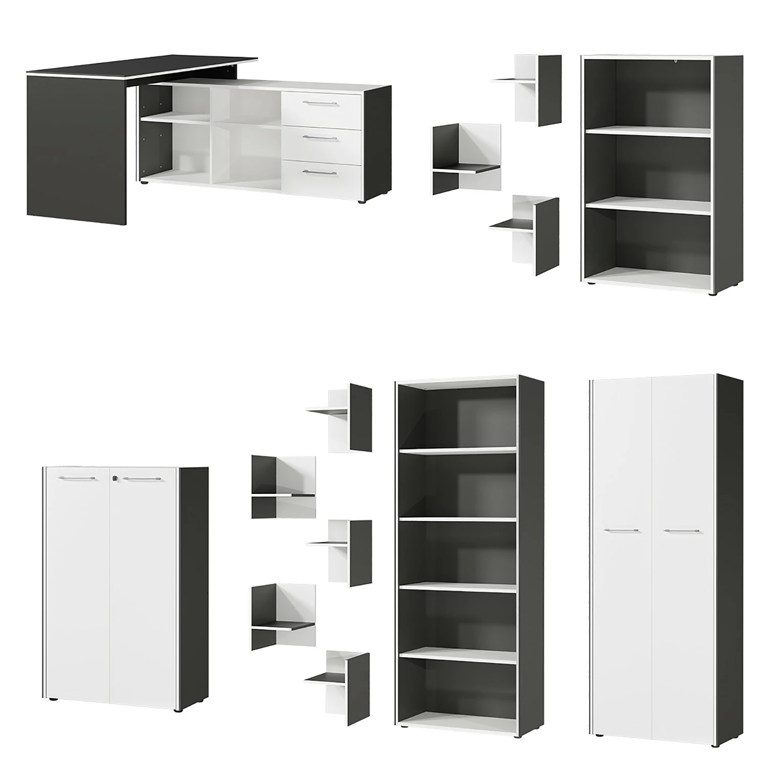 Germania Büroset GW-Pasadena II - Graphit / Weiß 4 Germania Büroset GW-Pasadena II - Graphit / Weiß – Bild 2