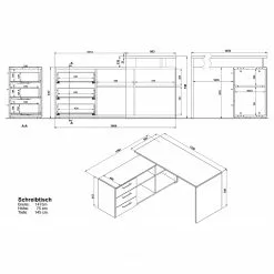 Germania Büroset GW-Pasadena II - Graphit / Weiß 40 Germania Büroset GW-Pasadena II - Graphit / Weiß -Büromöbel Verkäufe 1000363831 220722 500 SKETCH DETAILS P000000001000363831 sketch