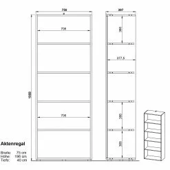 Germania Aktenregal GW-Pasadena II - Graphit / Weiß - Höhe: 196 cm -Büromöbel Verkäufe 1000363843 220722 500 SKETCH DETAILS P000000001000363843 sketch