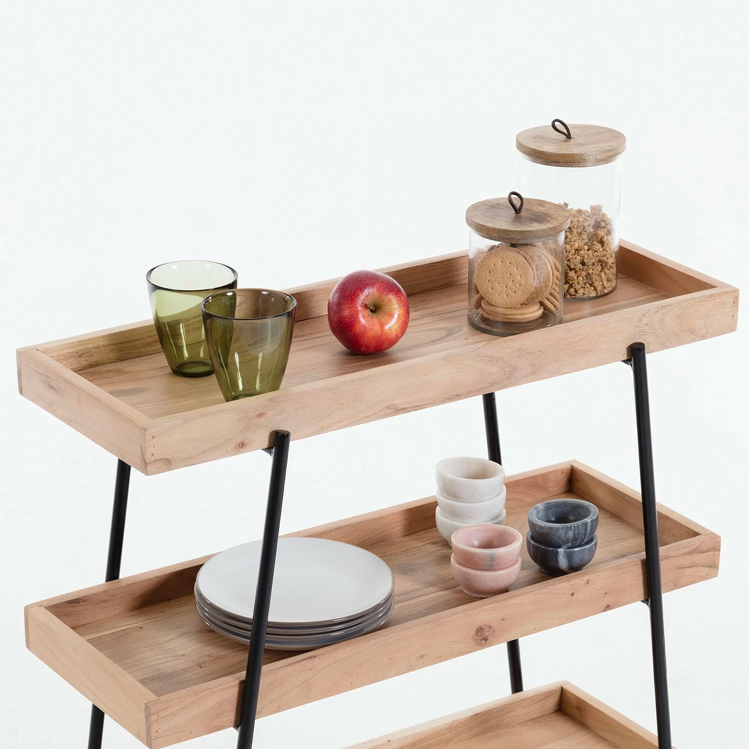 Red Living Regal Beitbridge I - Akazie massiv / Metall - Akazie / Schwarz 8 Red Living Regal Beitbridge I - Akazie massiv / Metall - Akazie / Schwarz – Bild 6