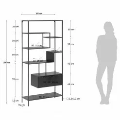 Loftscape Regal Blackrod - Metall - Schwarz -Büromöbel Verkäufe 1000363964 220714 500 SKETCH DETAILS P000000001000363964 sketch