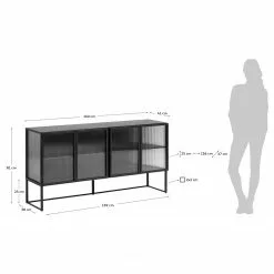 Loftscape Sideboard Tete - Glas / Metall - Schwarz -Büromöbel Verkäufe 1000363985 220714 500 SKETCH DETAILS P000000001000363985 sketch