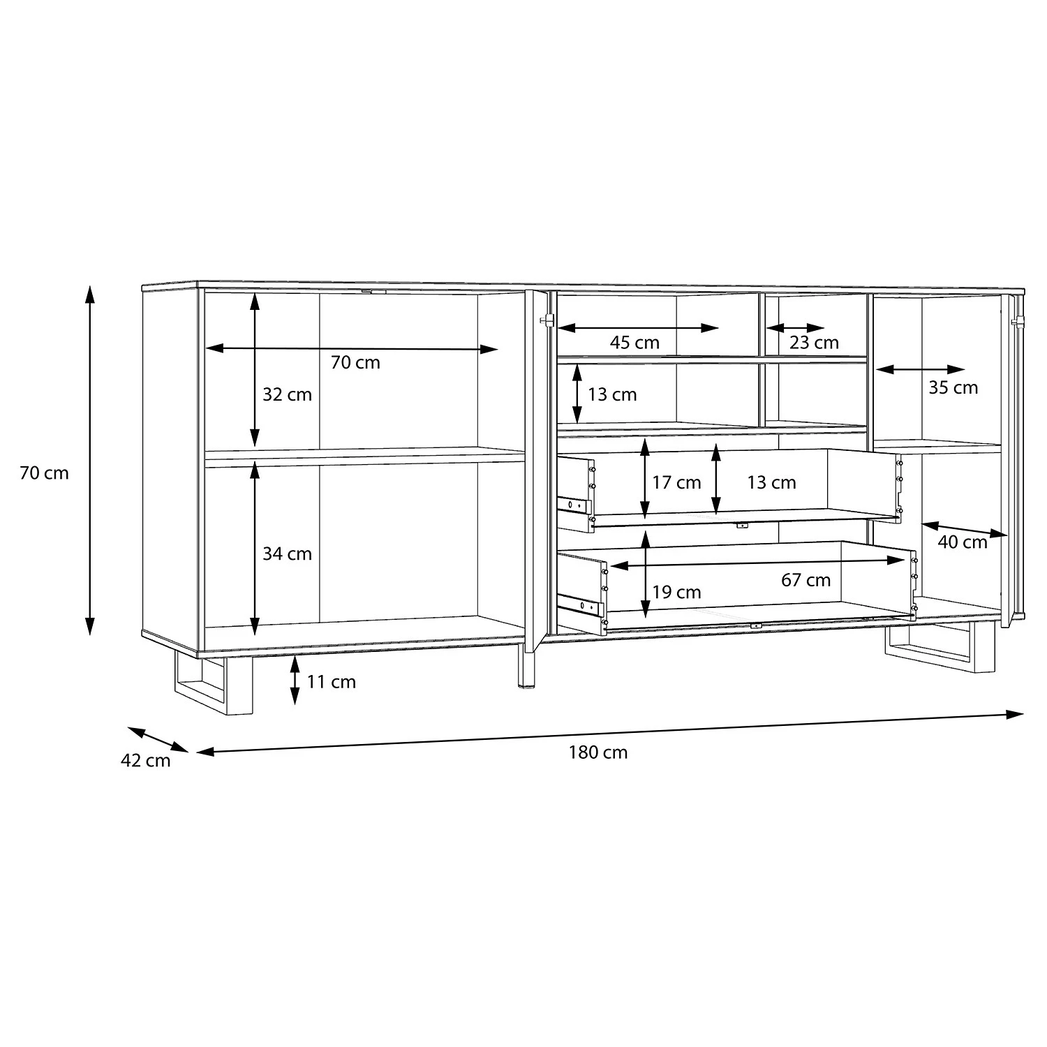 Red Living Sideboard Trylith I - Eiche Rustikal Dekor / Schwarz 17 Red Living Sideboard Trylith I - Eiche Rustikal Dekor / Schwarz – Bild 15