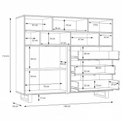 Red Living Sideboard Trylith II - Eiche Rustikal Dekor / Schwarz -Büromöbel Verkäufe 1000364623 220719 501 SKETCH DETAILS P000000001000364623 sketch