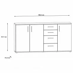 Loftscape Sideboard Kiltealy - Weiß / Eiche Sonoma Dekor -Büromöbel Verkäufe 1000364909 220722 500 SKETCH DETAILS P000000001000364909 sketch