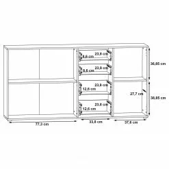 Loftscape Sideboard Kiltealy - Weiß / Eiche Sonoma Dekor -Büromöbel Verkäufe 1000364909 220722 501 SKETCH DETAILS P000000001000364909 sketch