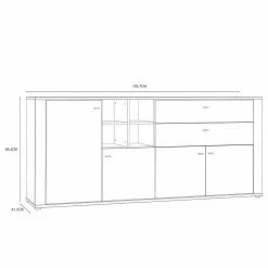 Loftscape Sideboard Millquarter - Weiß / Eiche Hell Dekor -Büromöbel Verkäufe 1000364914 220722 500 SKETCH DETAILS P000000001000364914 sketch