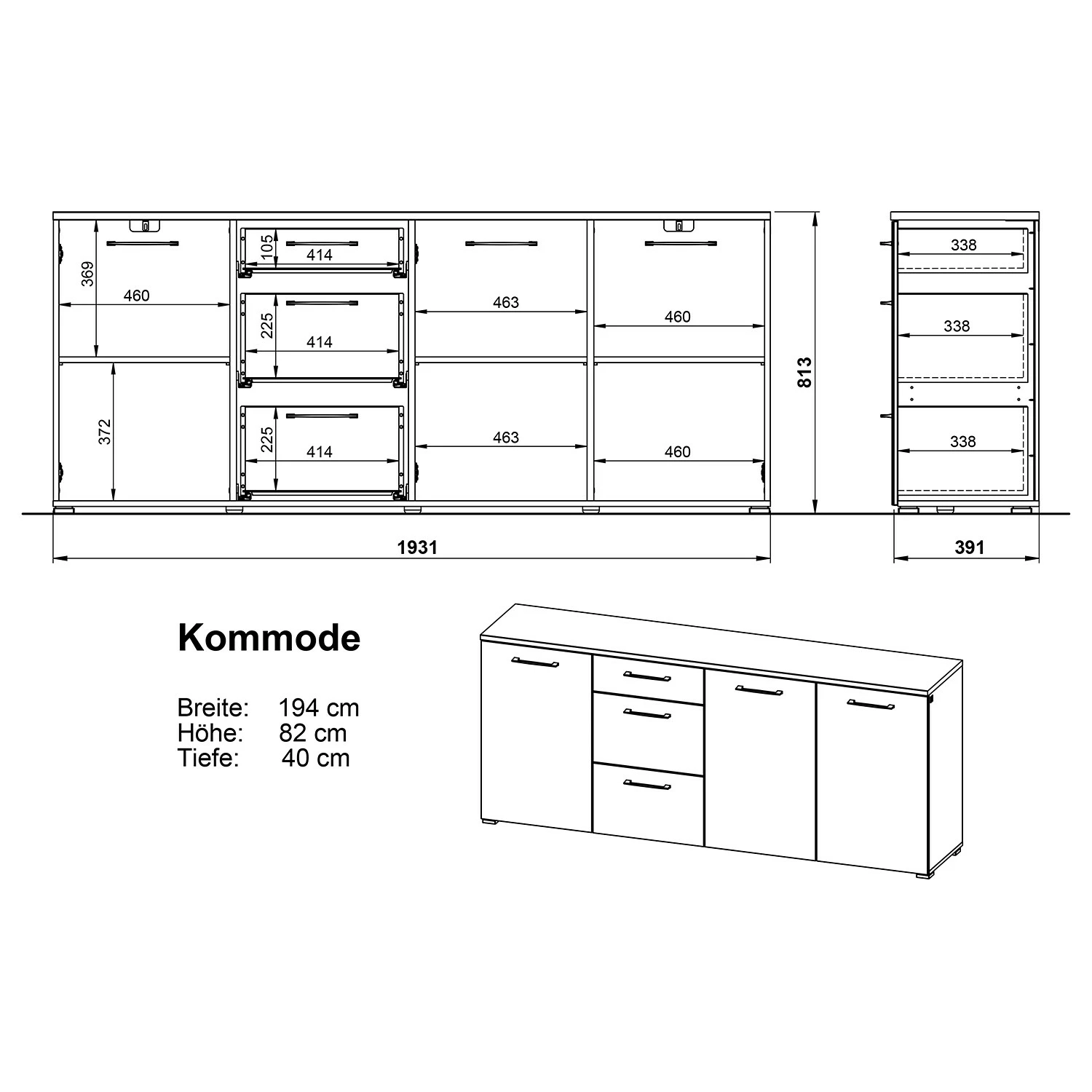 Germania Sideboard Campo - Anthrazit 8 Germania Sideboard Campo - Anthrazit – Bild 6