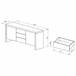 Temahome Sideboard Kobe I - Schwarz / Beton Dekor -Büromöbel Verkäufe 1000366655 220906 500 SKETCH DETAILS P000000001000366655 sketch