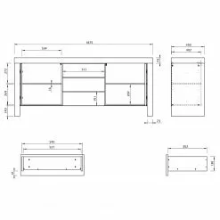 Temahome Sideboard Kobe I - Schwarz / Beton Dekor -Büromöbel Verkäufe 1000366655 220906 501 SKETCH DETAILS P000000001000366655 sketch