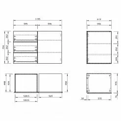 Temahome Sideboard Join VIII - Weiß / Nussbaum -Büromöbel Verkäufe 1000366676 220906 501 SKETCH DETAILS P000000001000366676 sketch