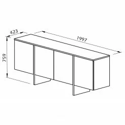 Temahome Sideboard Edge - Echtholzfurnier - / Weiß / Eiche -Büromöbel Verkäufe 1000366714 220906 500 SKETCH DETAILS P000000001000366714 sketch