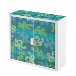 EasyOffice by Paperflow Rollladenschrank easyOffice - Papier Peints III - Blau / Grün - Höhe: 104 cm