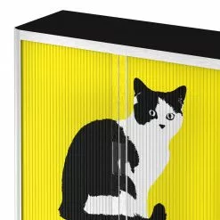 EasyOffice by Paperflow Rollladenschrank easyOffice Pop Art Cat - Weiß / Gelb -Büromöbel Verkäufe aktenschrank easyoffice pop art cat weiss gelb 1888010