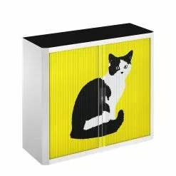 EasyOffice by Paperflow Rollladenschrank easyOffice Pop Art Cat - Weiß / Gelb -Büromöbel Verkäufe aktenschrank easyoffice pop art cat weiss gelb 1888018