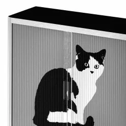 EasyOffice by Paperflow Rollladenschrank easyOffice Pop Art Cat - Weiß / Grau -Büromöbel Verkäufe aktenschrank easyoffice pop art cat weiss grau 1955730
