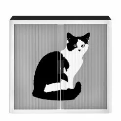 EasyOffice by Paperflow Rollladenschrank easyOffice Pop Art Cat - Weiß / Grau -Büromöbel Verkäufe aktenschrank easyoffice pop art cat weiss grau 1955734