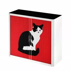 EasyOffice by Paperflow Rollladenschrank easyOffice Pop Art Cat - Weiß / Rot