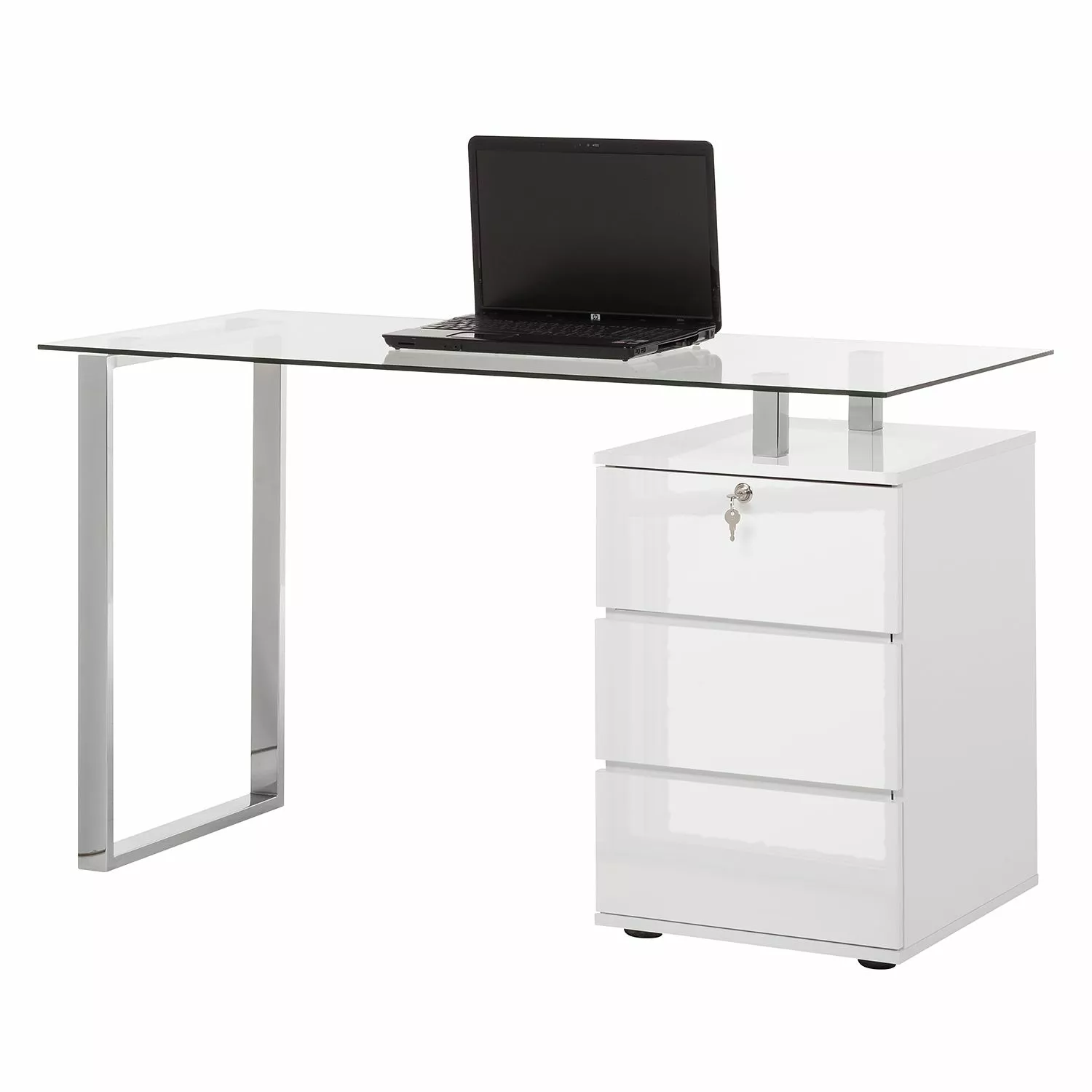 Maja Möbel Computertisch Sima - Hochglanz Weiß / Chrom 3 Maja Möbel Computertisch Sima - Hochglanz Weiß / Chrom