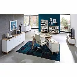 Germania Eckschreibtisch Neston - Matt Weiß / Eiche Sanremo Dekor -Büromöbel Verkäufe eckschreibtisch neston eiche sanremo dekor weiss 3954396