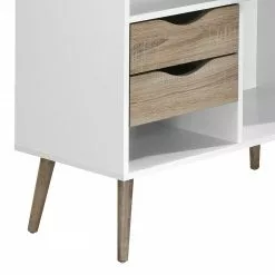 Mørteens Eckschreibtisch Sunndal - Eiche Dekor / Weiß -Büromöbel Verkäufe eckschreibtisch sunndal gummibaum teilmassiv eiche dekor weiss 4753624