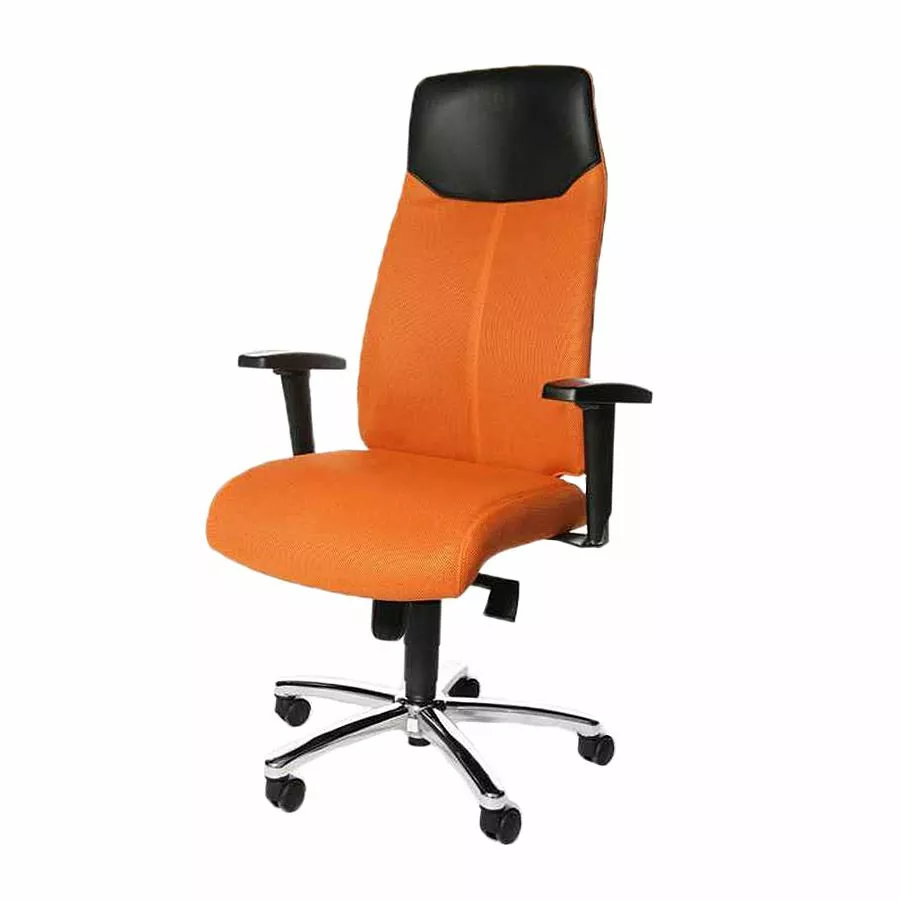 Topstar Chefsessel High Sit up - Webstoff / Echtleder - Orange / Schwarz 3 Topstar Chefsessel High Sit up - Webstoff / Echtleder - Orange / Schwarz