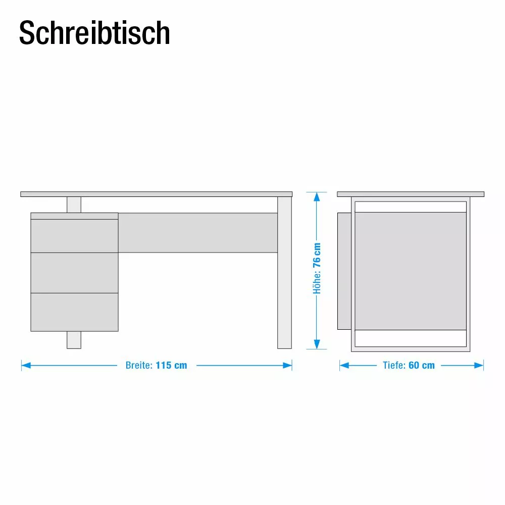 Fredriks Schreibtisch Paddington II - Hochglanz Weiß lackiert - mit 1 Container 14 Fredriks Schreibtisch Paddington II - Hochglanz Weiß lackiert - mit 1 Container – Bild 12