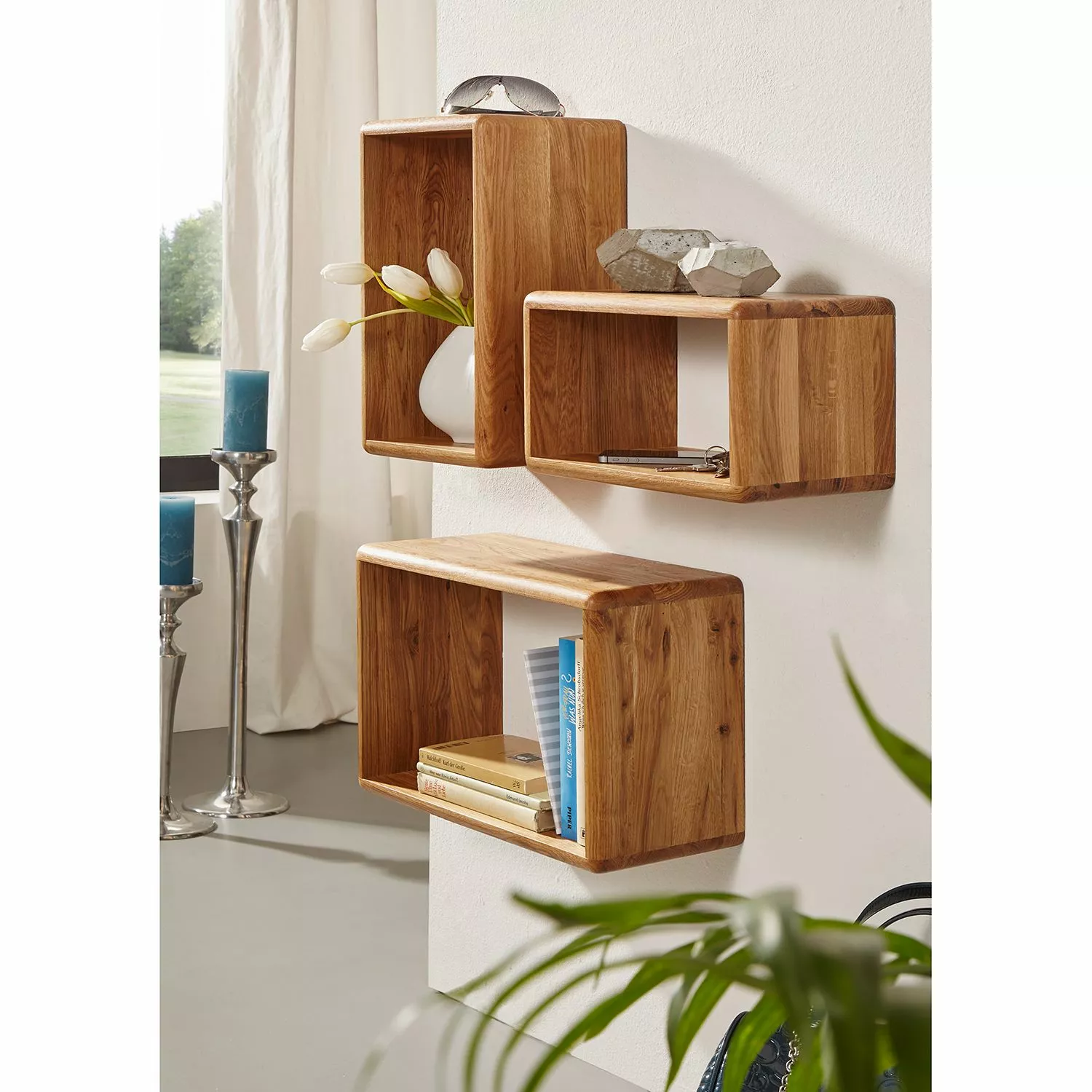 Ars Natura Wandregal Anamur (3er-Set) - Eiche 4 Ars Natura Wandregal Anamur (3er-Set) - Eiche – Bild 2