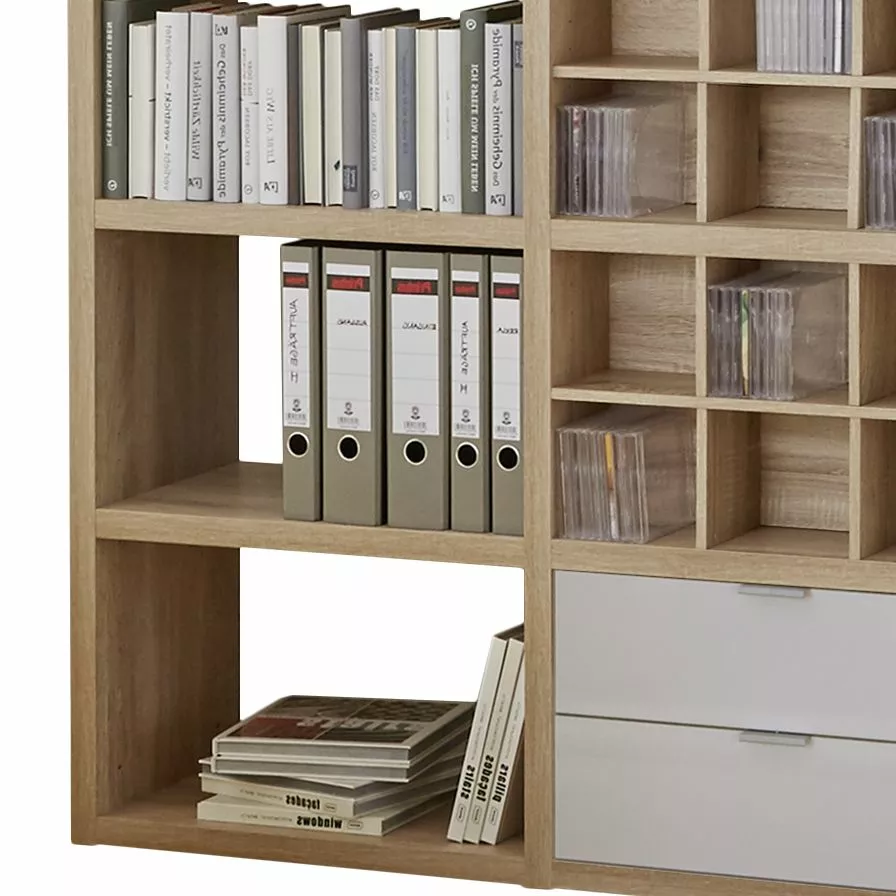 Fredriks Regal Concept V - Eiche Dekor / Hochglanz Weiß 5 Fredriks Regal Concept V - Eiche Dekor / Hochglanz Weiß – Bild 3