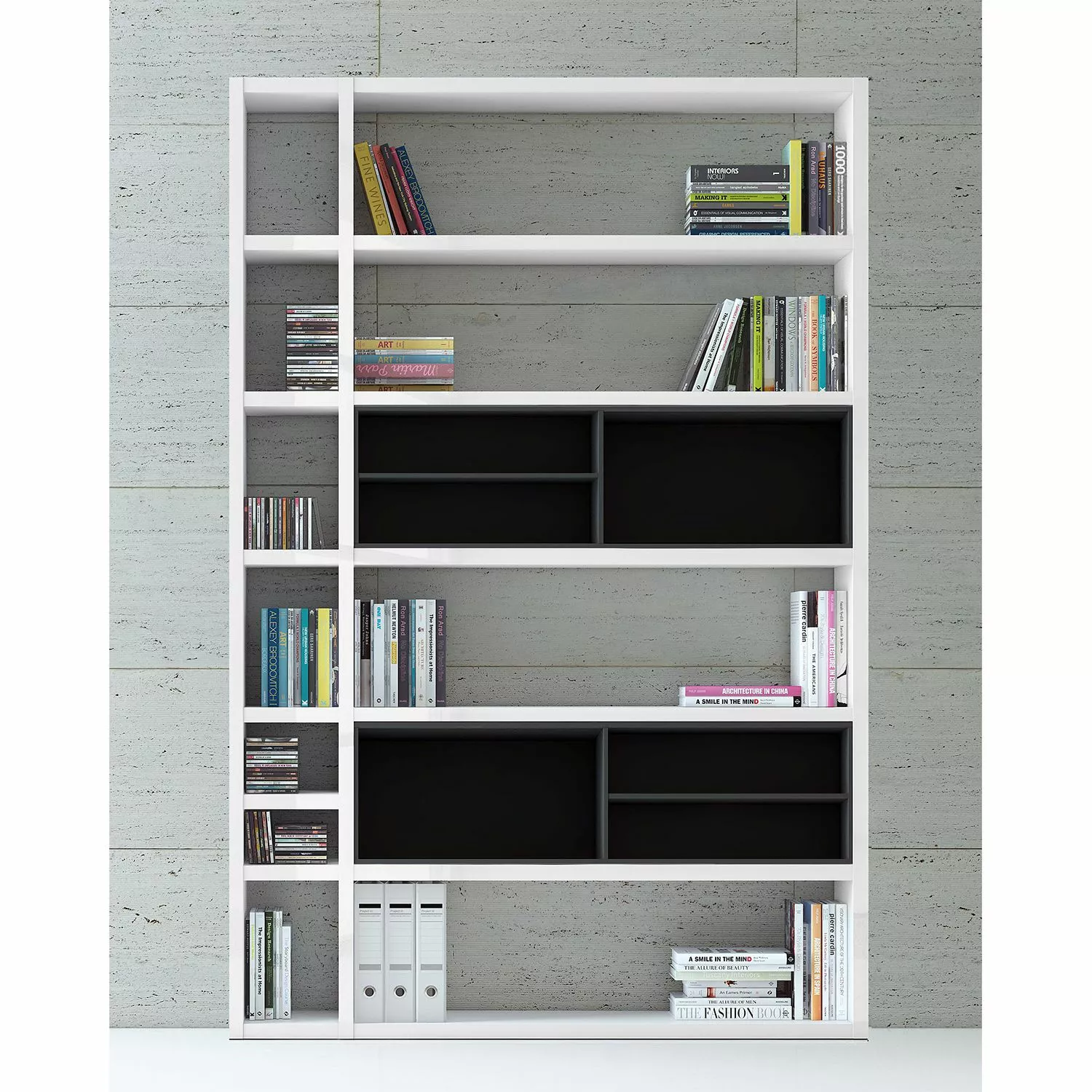 Loftscape Regal Emporior I - Hochglanz Weiß / Schwarz - Ohne Beleuchtung 4 Loftscape Regal Emporior I - Hochglanz Weiß / Schwarz - Ohne Beleuchtung – Bild 2