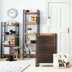 Ars manufacti Regal Manchester IV - Akazie massiv / Metall - Akazie / Anthrazit -Büromöbel Verkäufe regal manchester iv akazie massiv metall 2888478