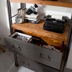 Ars manufacti Regal Manchester VI - Akazie teilmassiv / Metall - Akazie / Anthrazit -Büromöbel Verkäufe regal manchester vi anthrazit akazie dekor 4877256