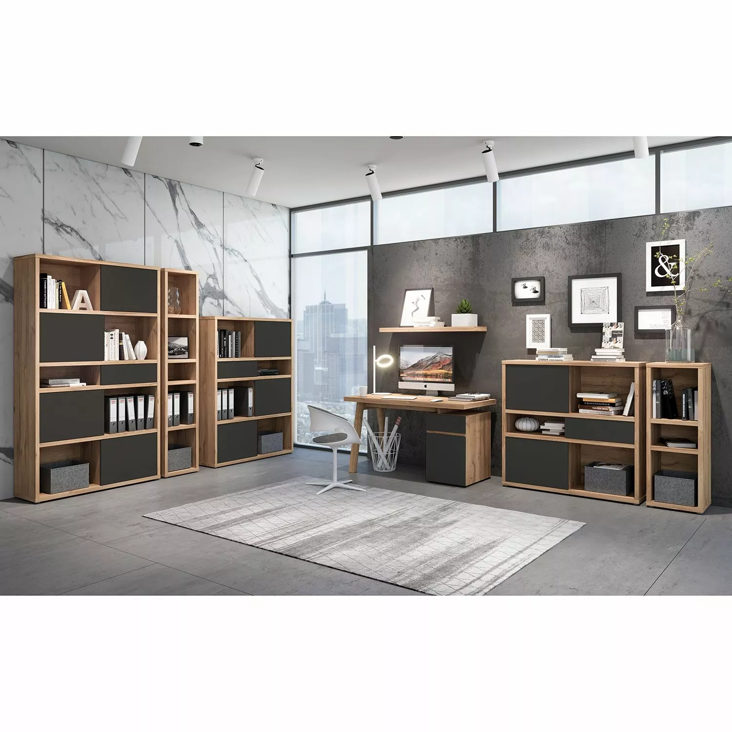 Fredriks Regal Rya II - Balkeneiche Dekor - Höhe: 113 cm 5 Fredriks Regal Rya II - Balkeneiche Dekor - Höhe: 113 cm – Bild 3